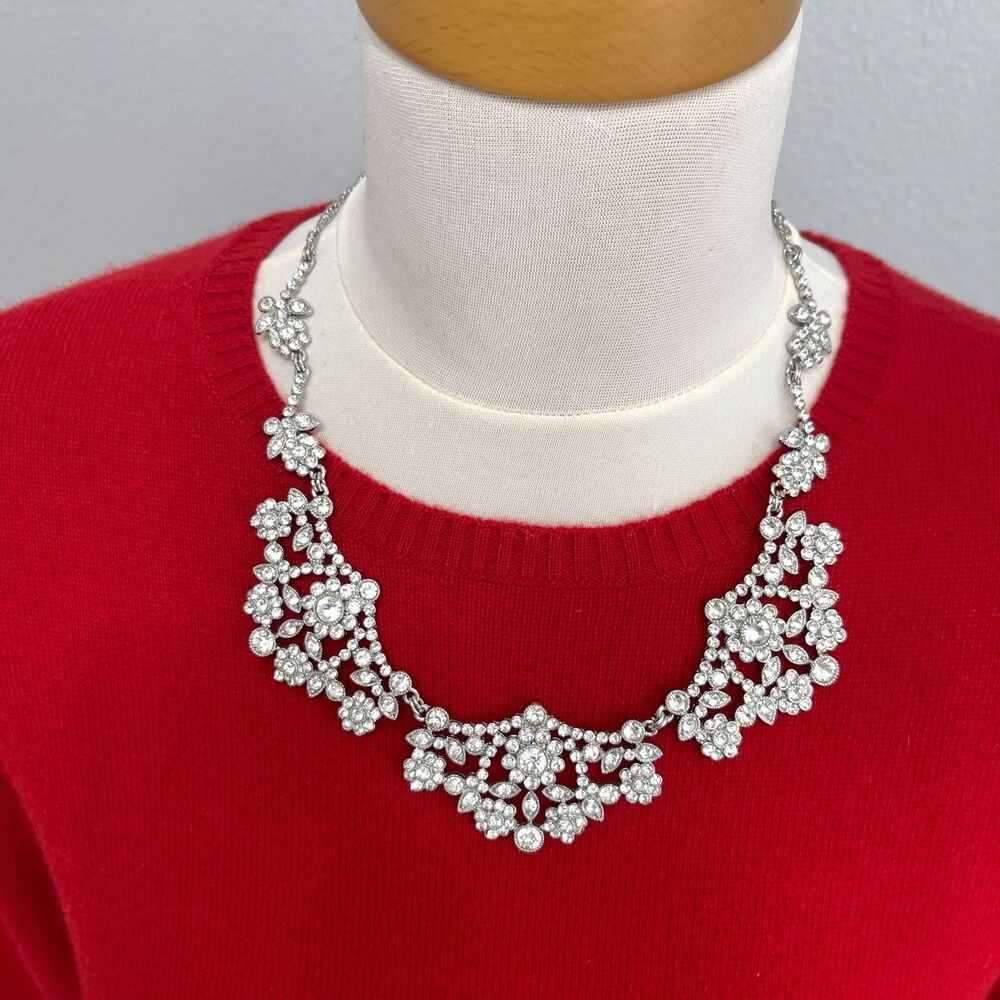 Monet Silver-tone Rhinestones Fashion Necklace
